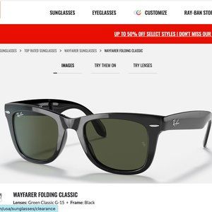 Ray-Ban Black Wayfarer Folding Classic Sunglasses
